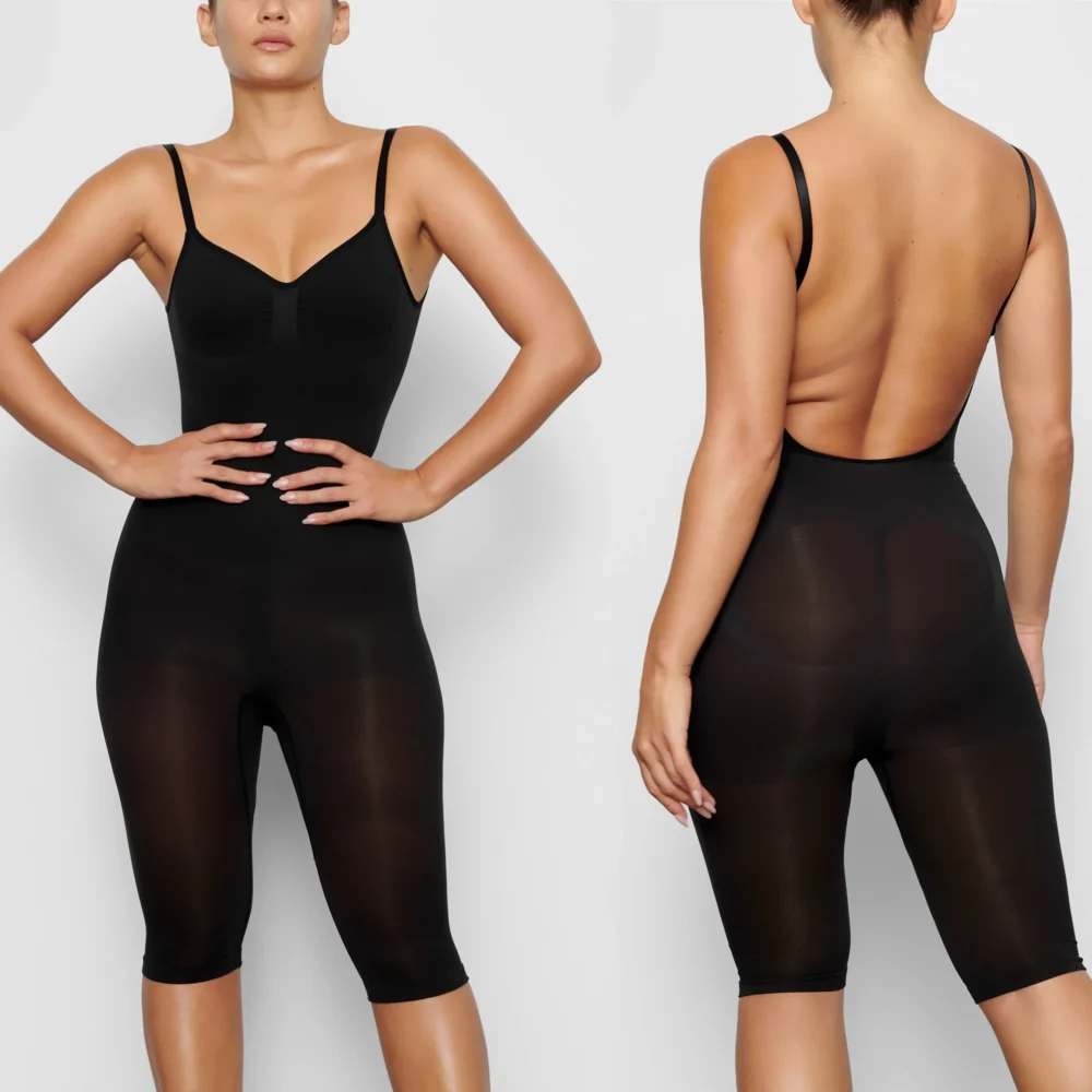 OEM ODM Seamless Plus Size Body Shaper With Leg Backless Low-Back Calf-Length Bodysuit for Women