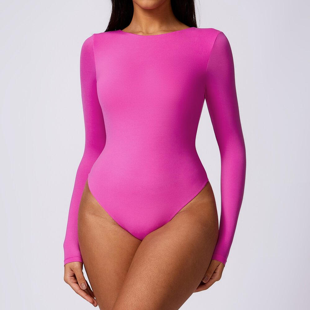 Sexy Seamless Fitness Bodysuit for Women Short Romper, Long Sleeve, Lightweight